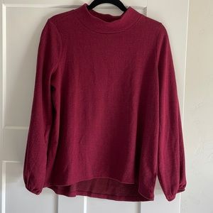 Maroon puffy sleeve/high neck top - never worn